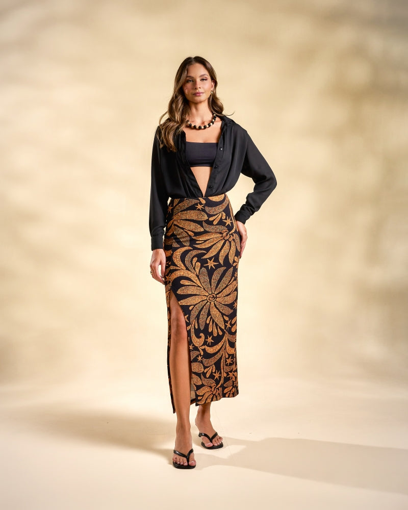 Eclipse Floral Ribbed Skirt