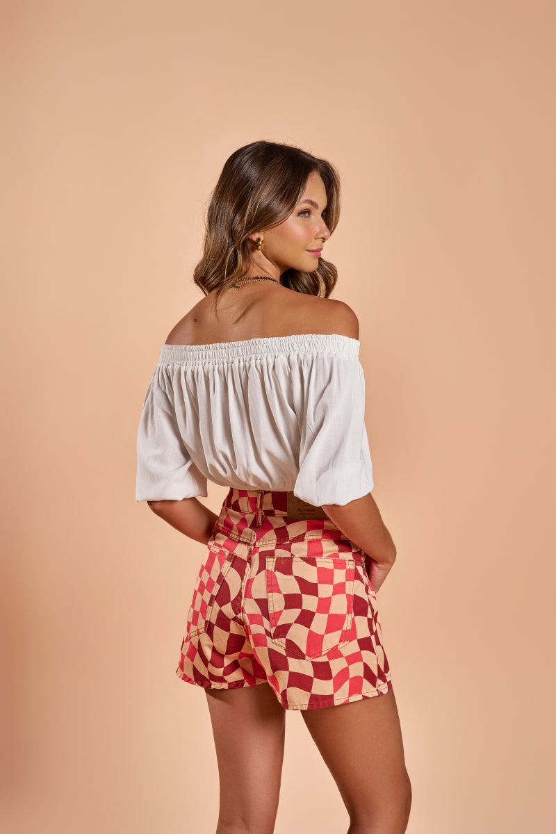 Off-White Off-Shoulder Cropped Top