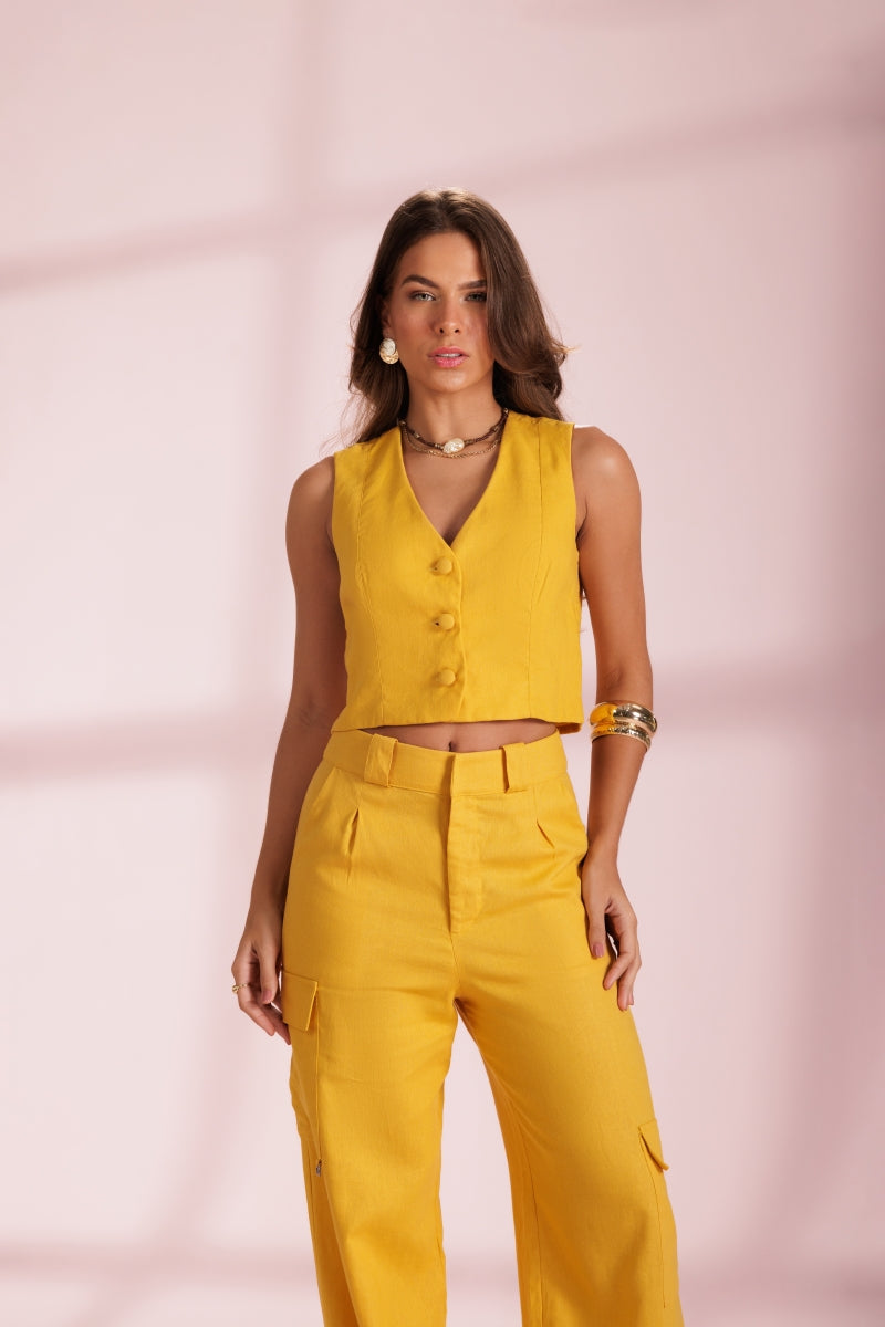 Mustard Asymmetrical Blouse