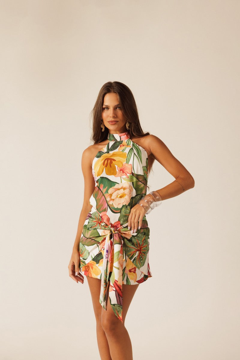Flora Tie-Front Short Dress