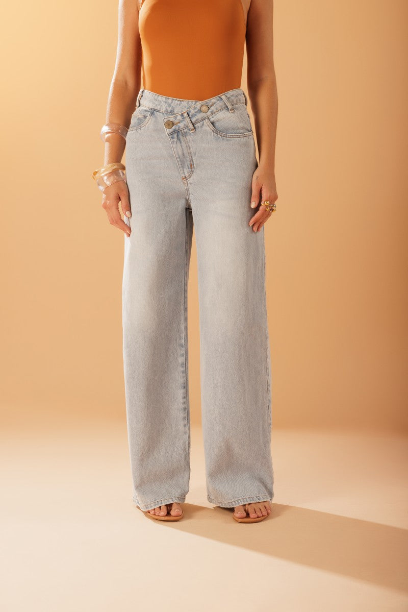 Blue Asymmetric Denim Pants