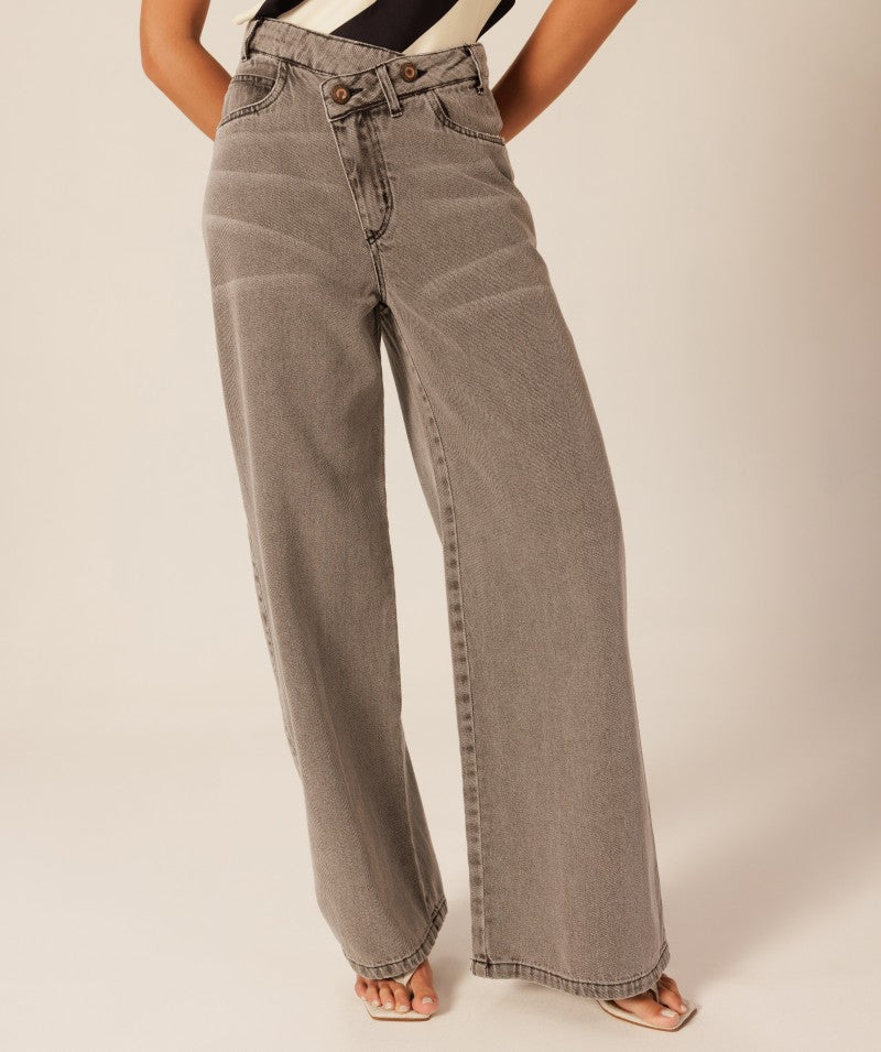 Black Asymmetric Denim Pants