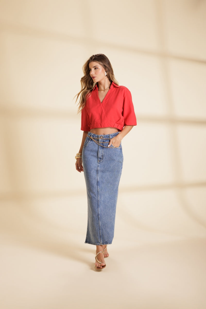 Luna Denim Midi Skirt