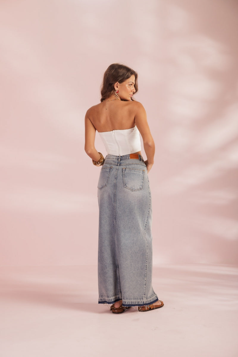 Denim Skirt with Maritime Hem