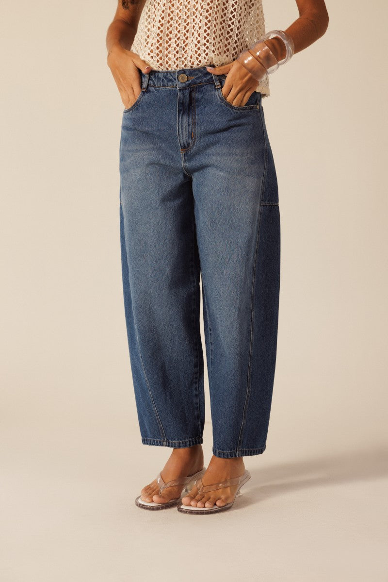 Blue Barrel Denim Pants