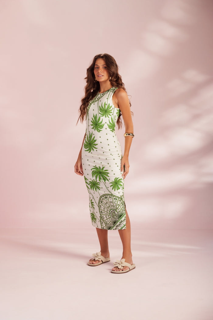 Green Coconut Draped Dress