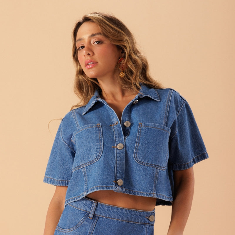 Summer Denim Cropped Top