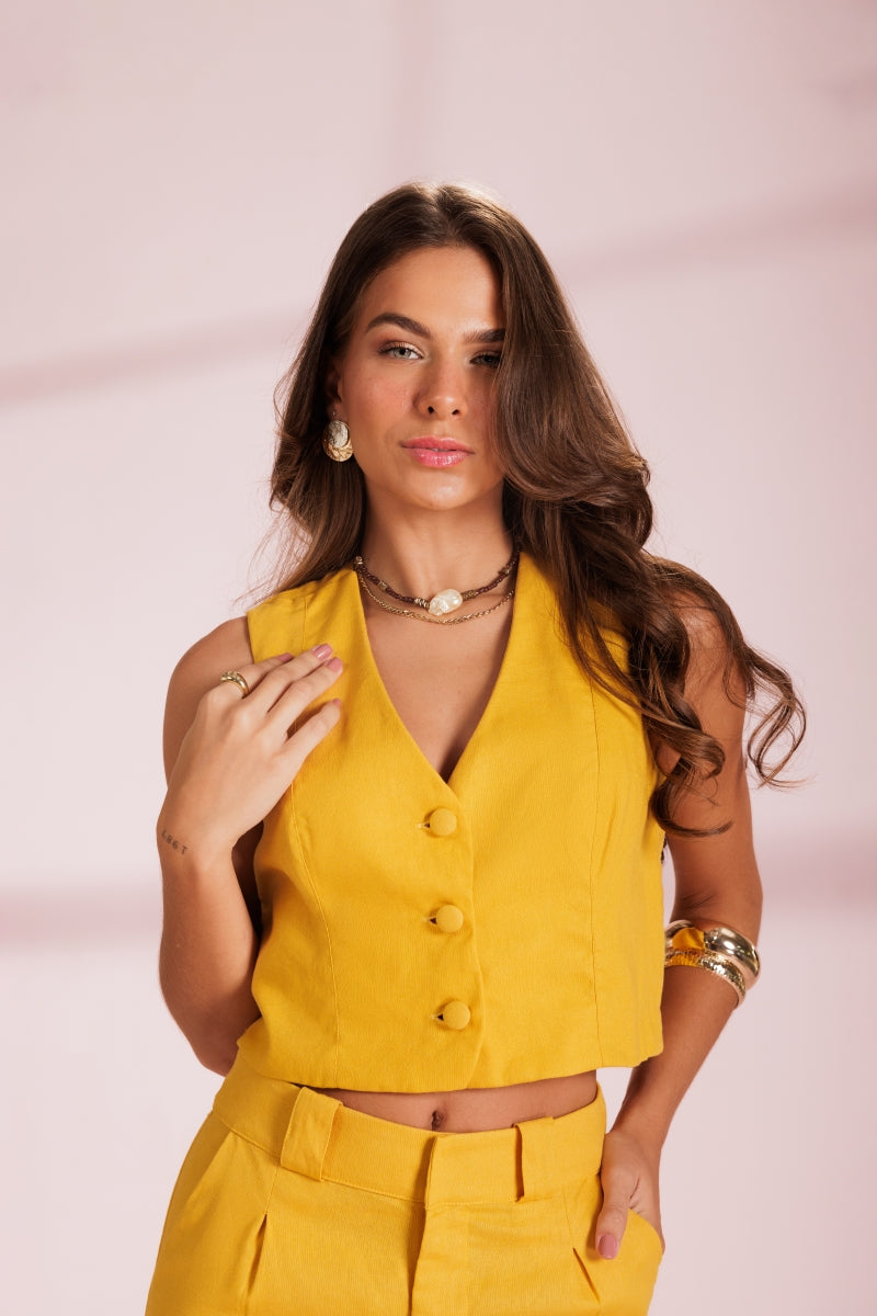 Mustard Asymmetrical Blouse