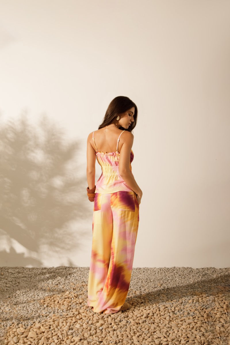 Tie-dye wide-leg pants