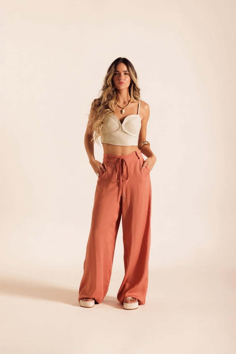 Apricot Linen Pants