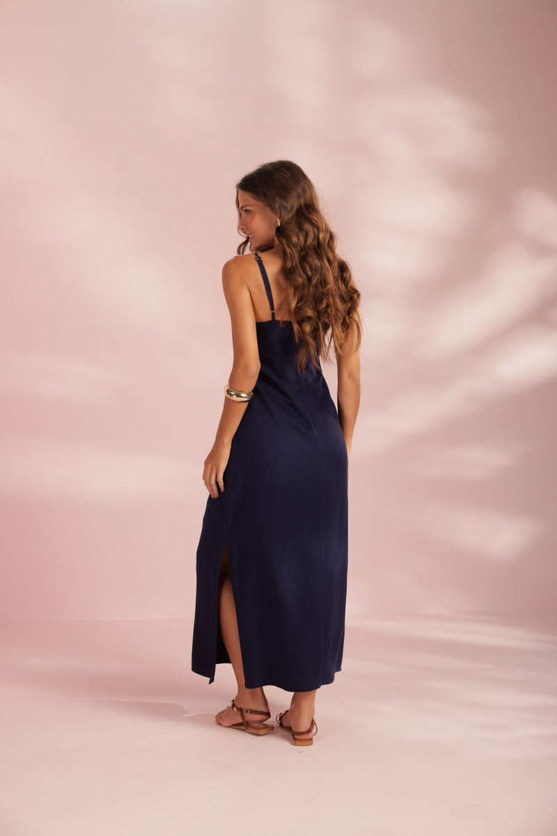 Wet Blue Midi Dress
