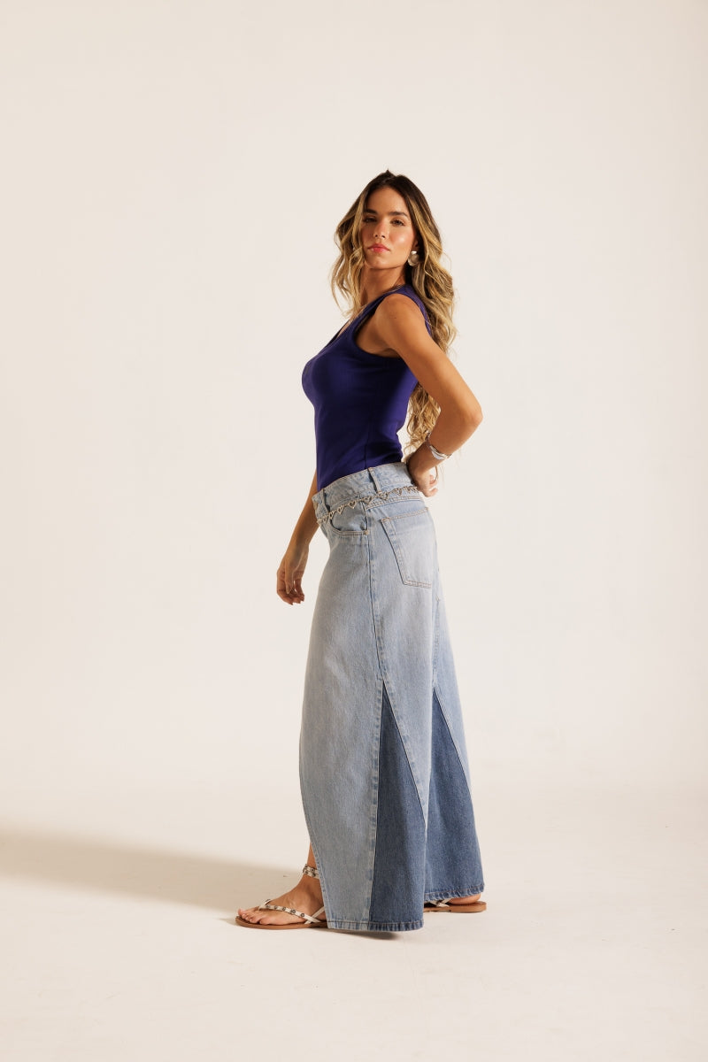 Royal Blue Embroidered Tank Top