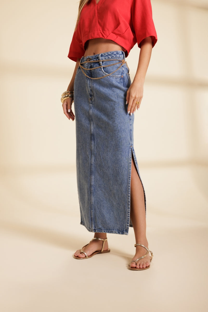 Luna Denim Midi Skirt