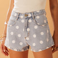 Blue Polka Dot Denim Shorts