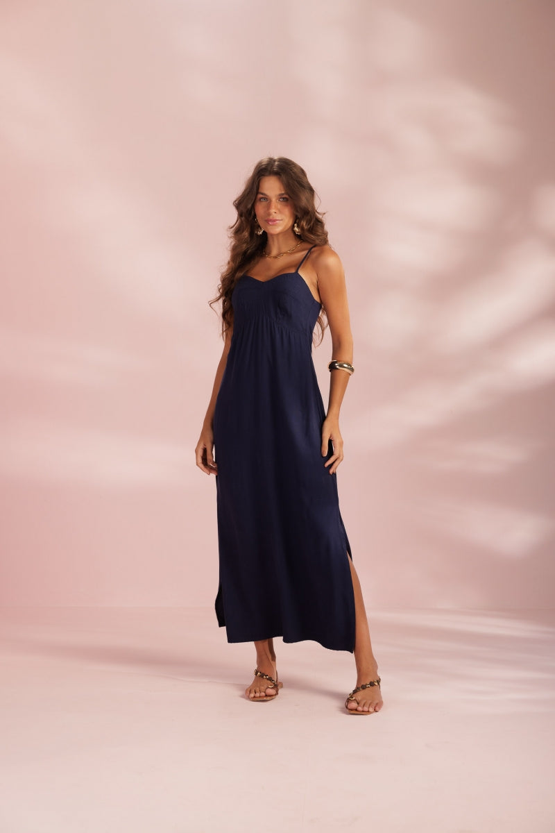 Wet Blue Midi Dress