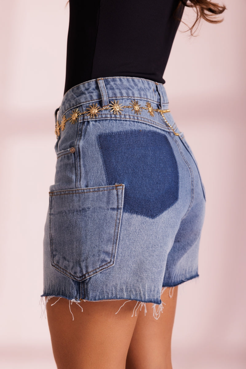 Denim Bermuda Shorts with Pockets