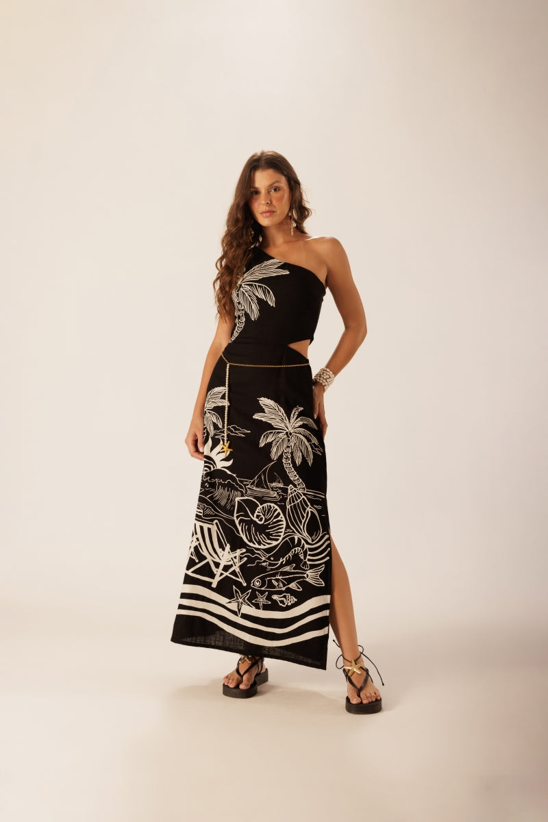 Black Amber Midi Dress