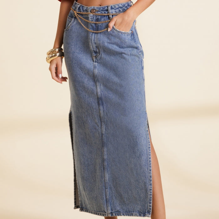Luna Denim Midi Skirt