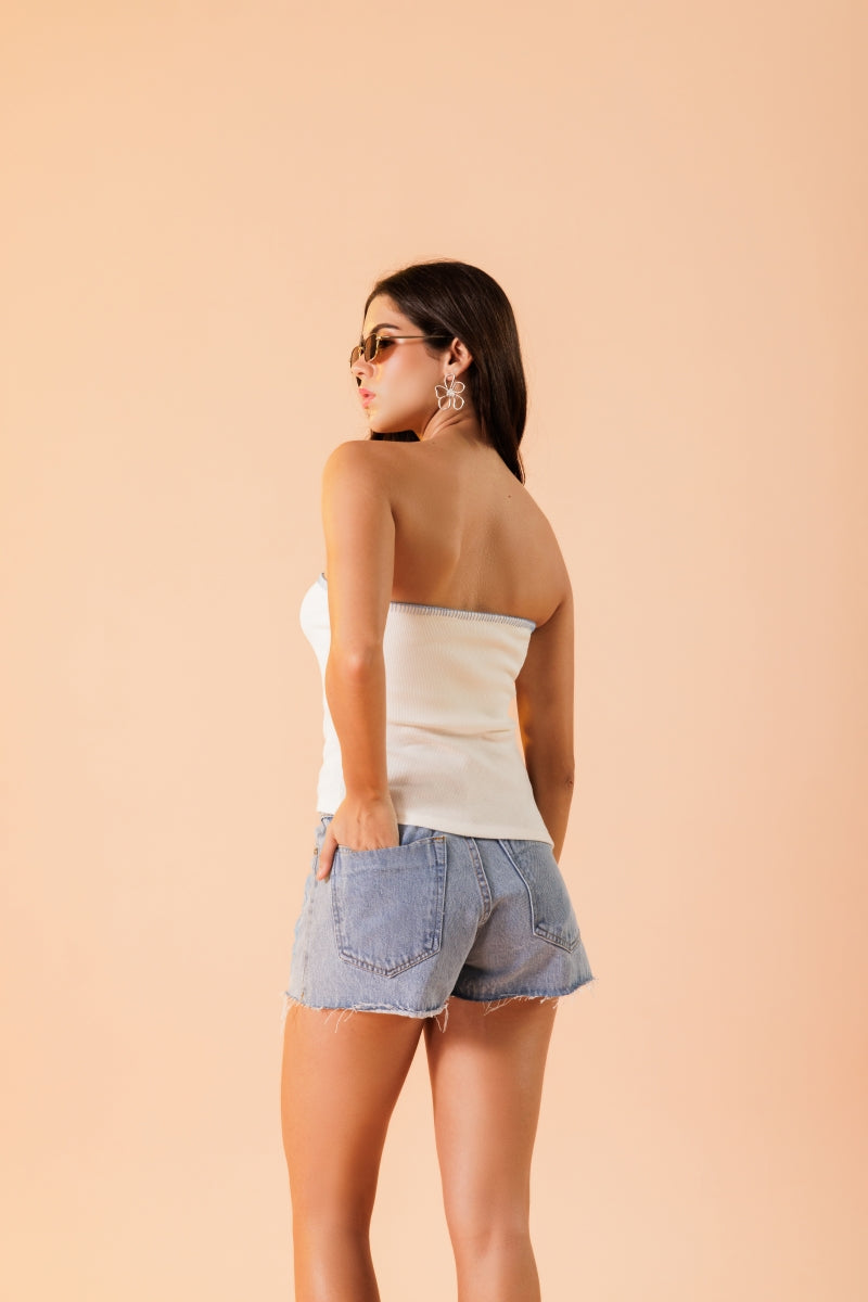 Shoulder Blouse with Pointed Detail