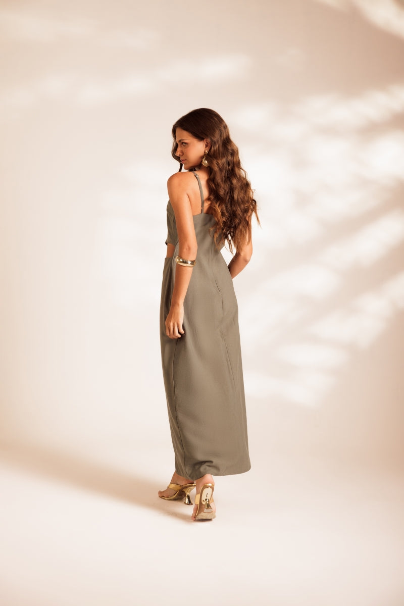 Wet Green Cutout Dress