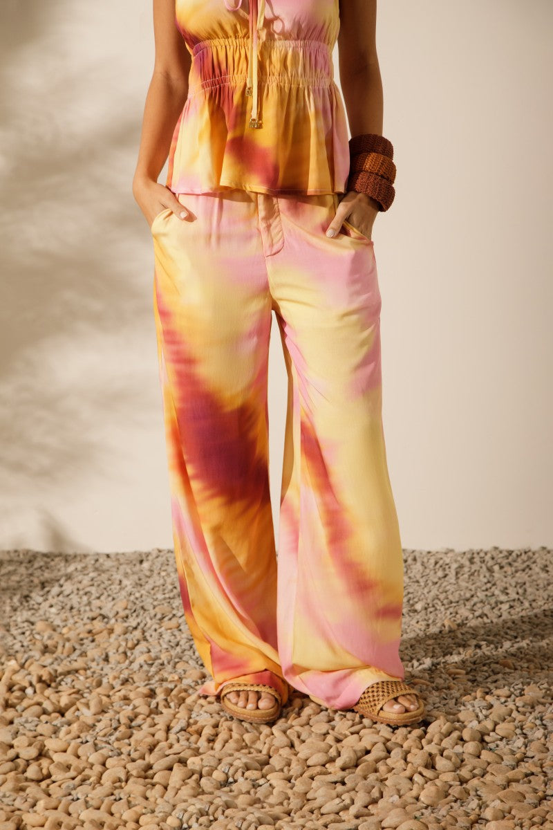 Tie-dye wide-leg pants