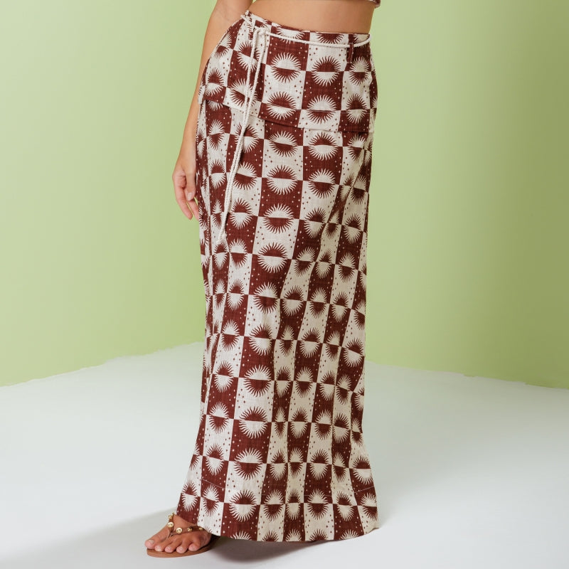 Solar Brown Midi Skirt