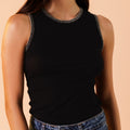 Black Ponto Palito Tank Top
