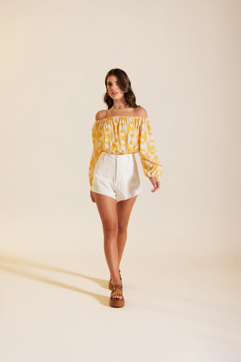Cropped Shoulder Yellow Solar