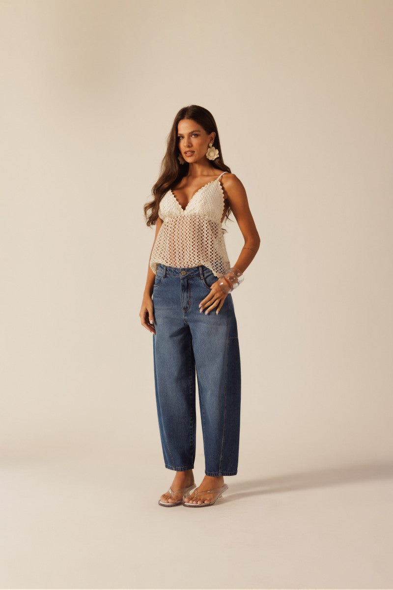 Blue Barrel Denim Pants