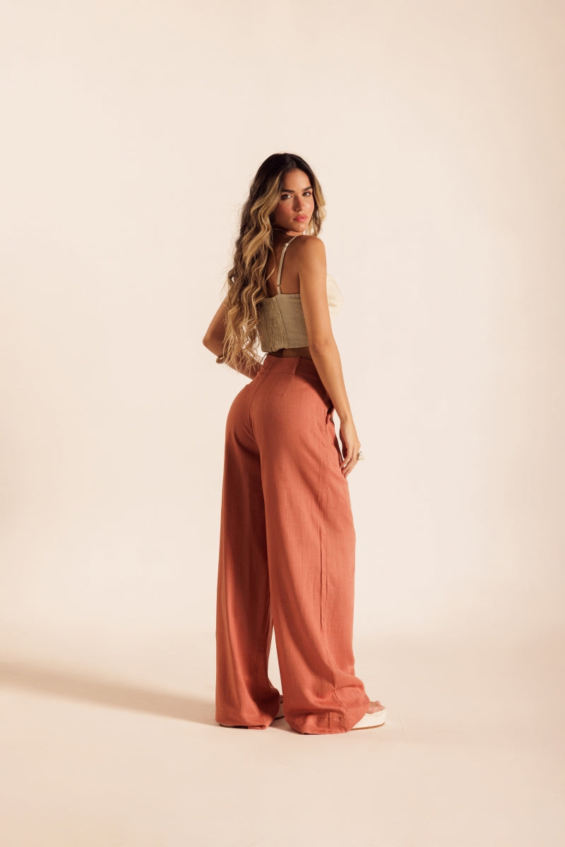 Apricot Linen Pants