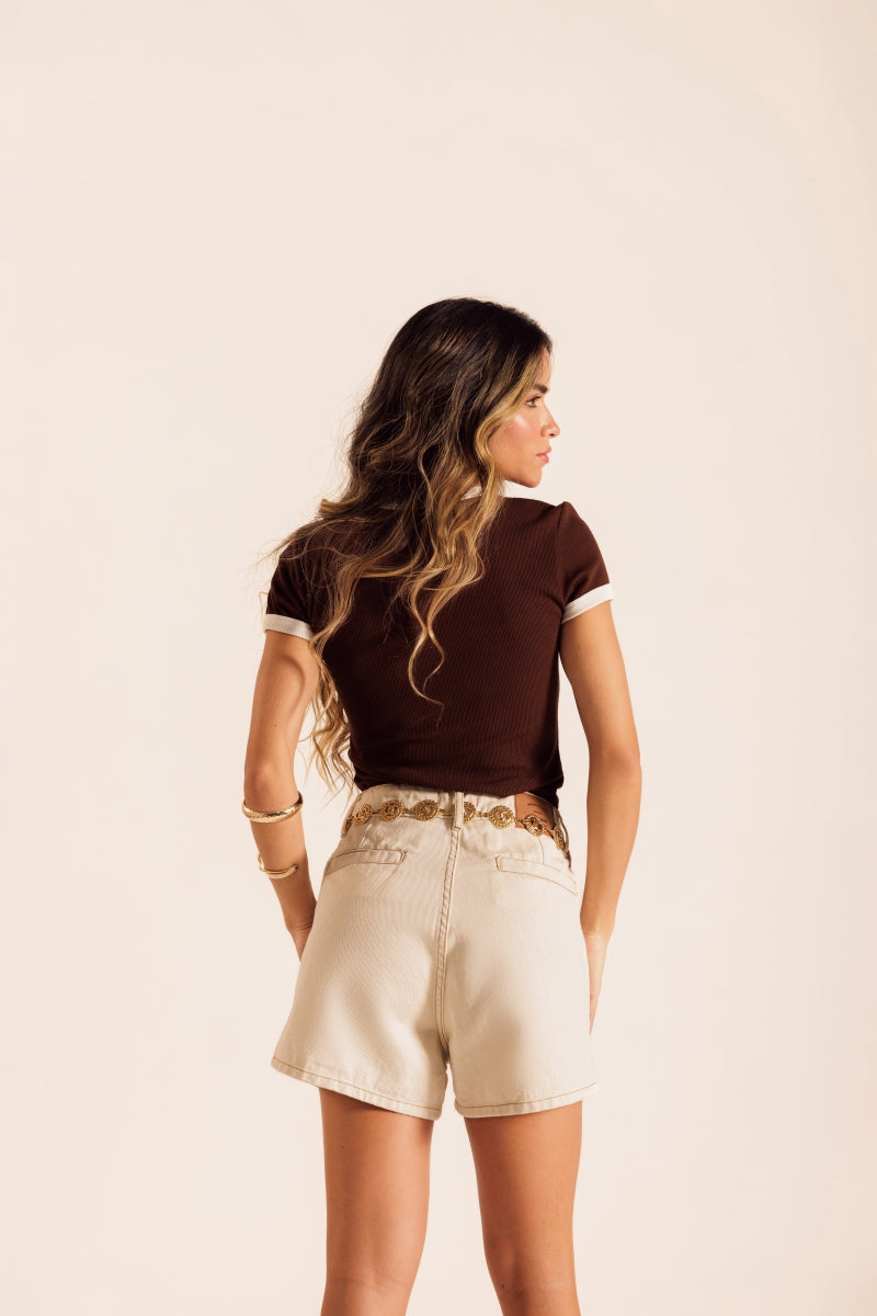White Recorts Denim Shorts