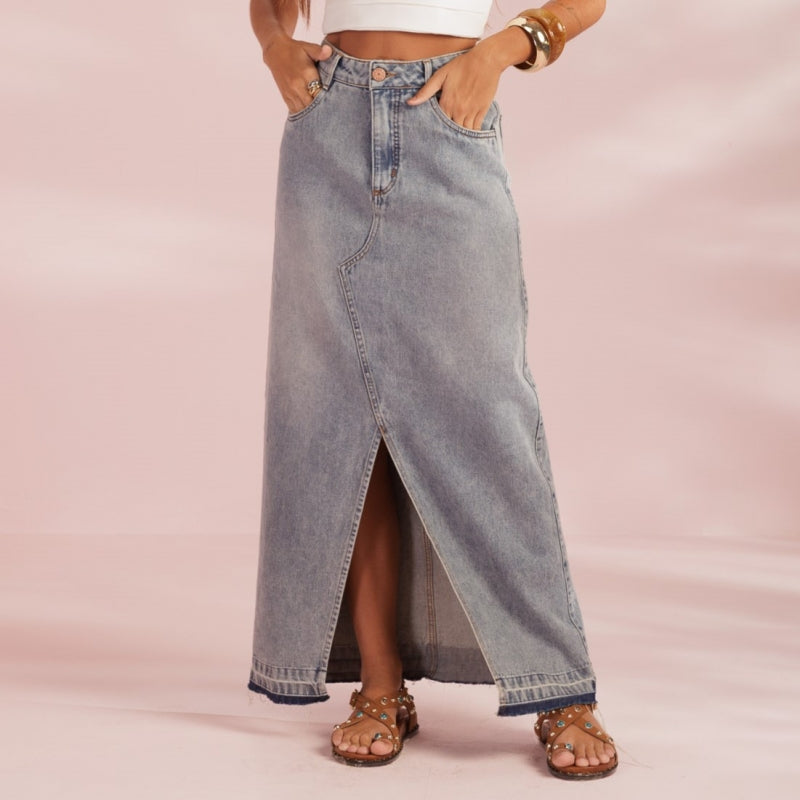 Denim Skirt with Maritime Hem