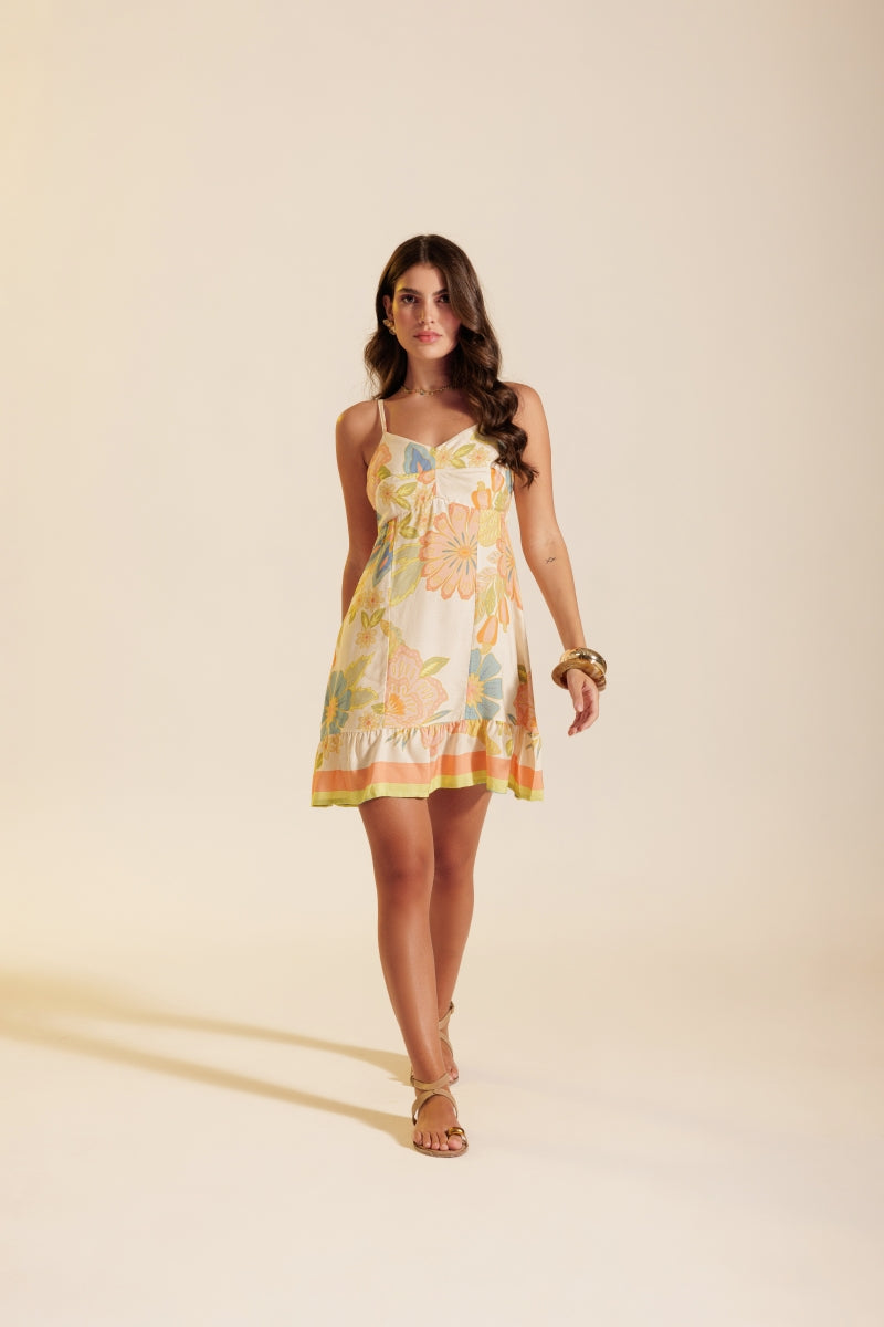 Tropical Floral Cutout Dress
