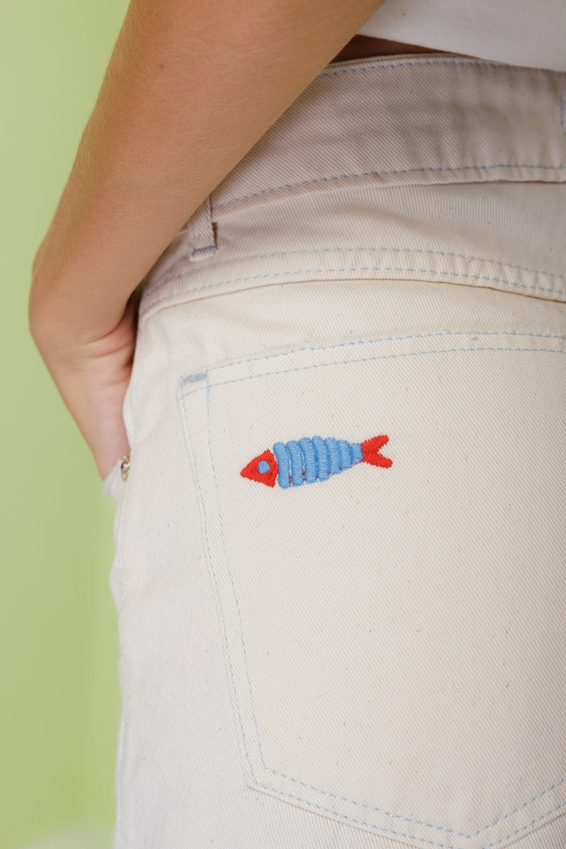 Jean shorts.