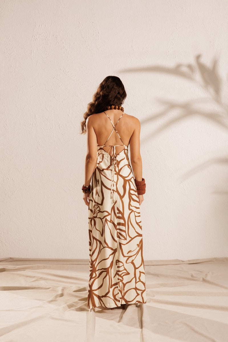 Abstract Floral Maxi Dress