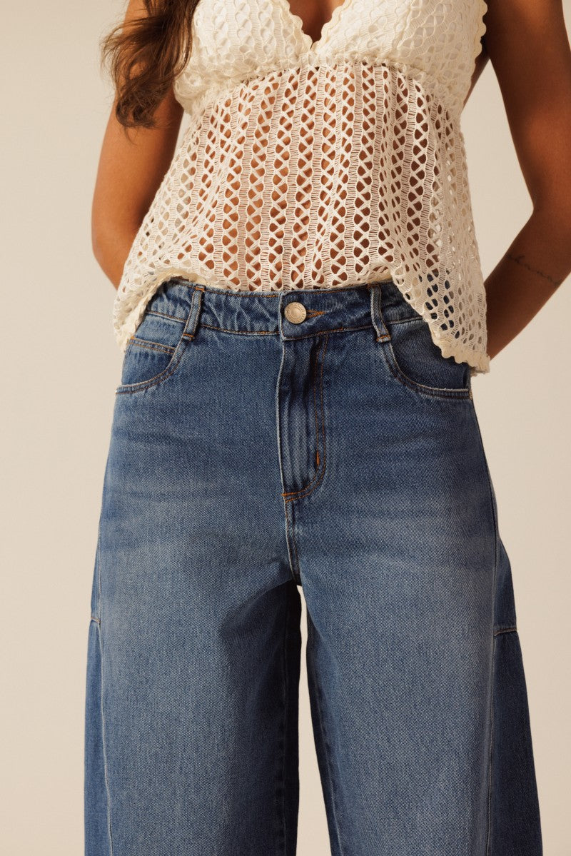 Blue Barrel Denim Pants