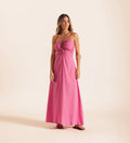 Pink Jacquard Midi Dress