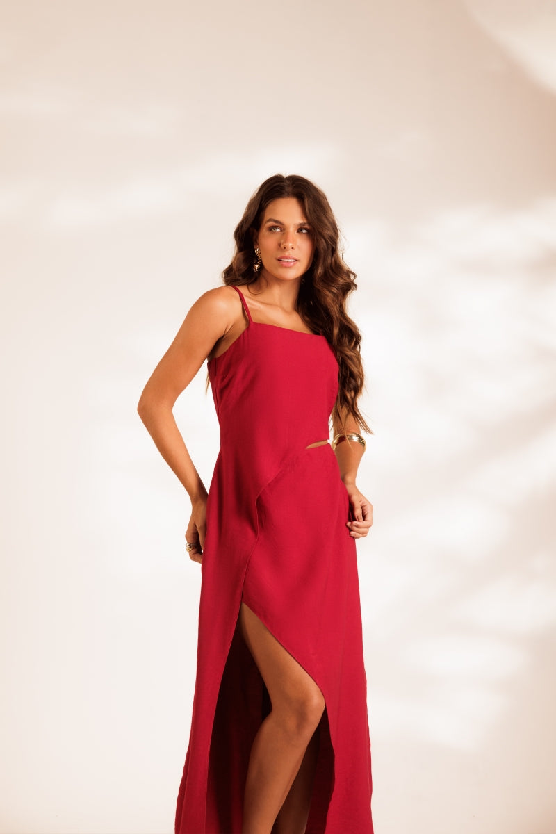 Wet Red Cutout Dress