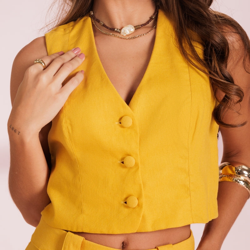 Mustard Asymmetrical Blouse