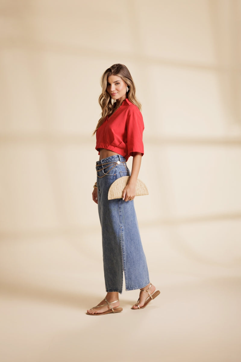 Luna Denim Midi Skirt