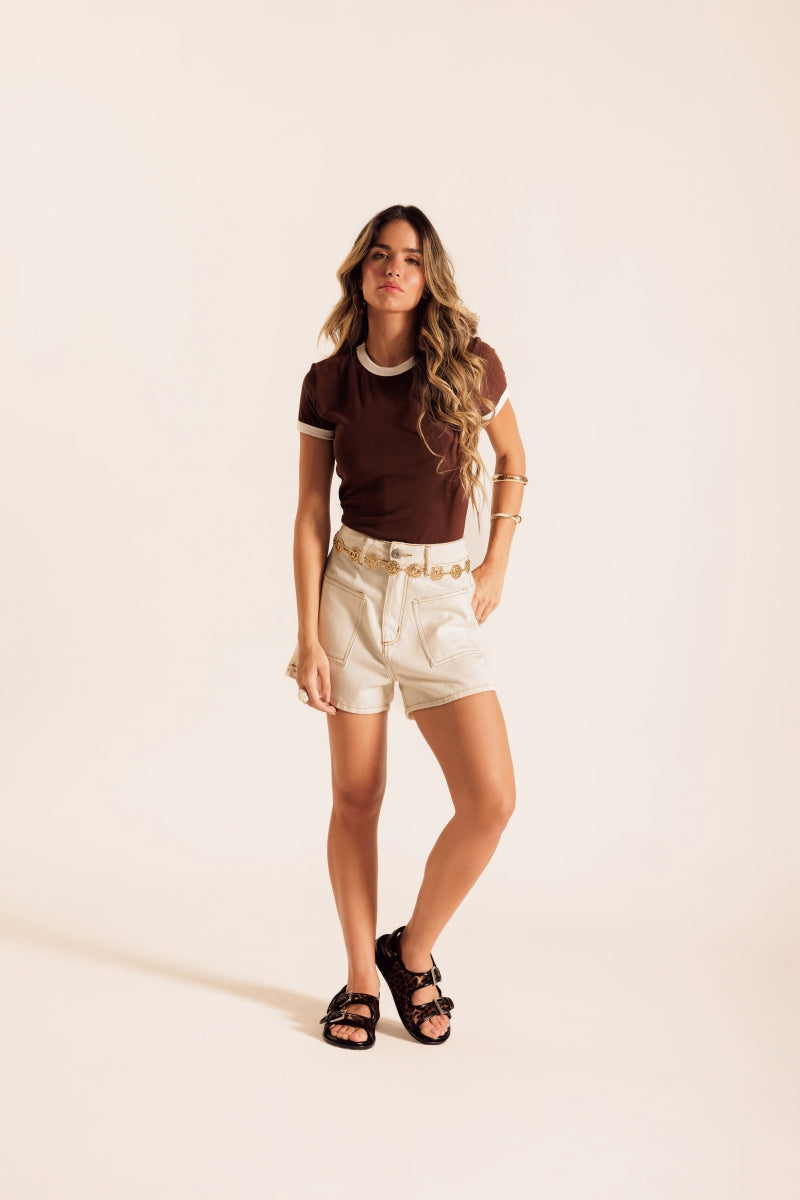 White Recorts Denim Shorts
