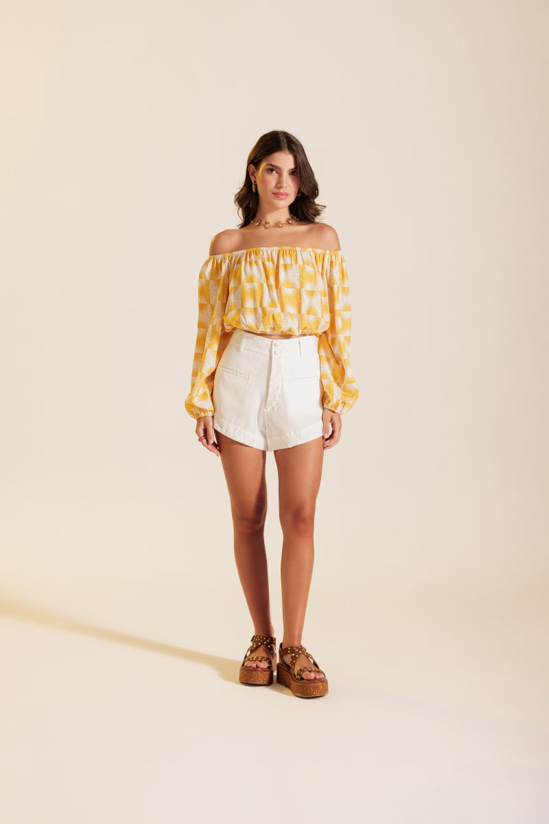 Cropped Shoulder Yellow Solar
