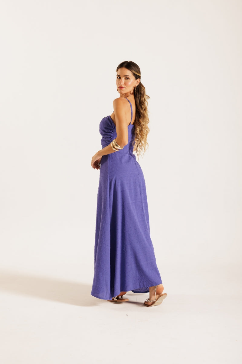 Blue Jacquard Midi Dress