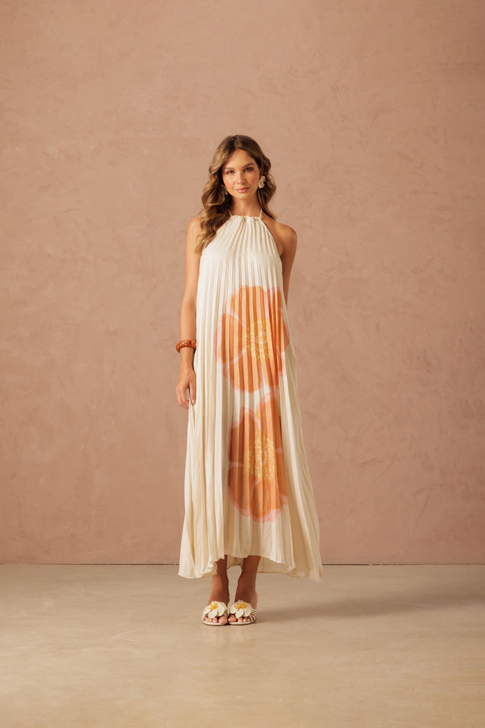 Gold Flower Midi Dress