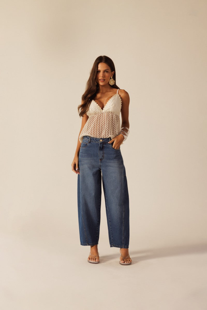 Blue Barrel Denim Pants