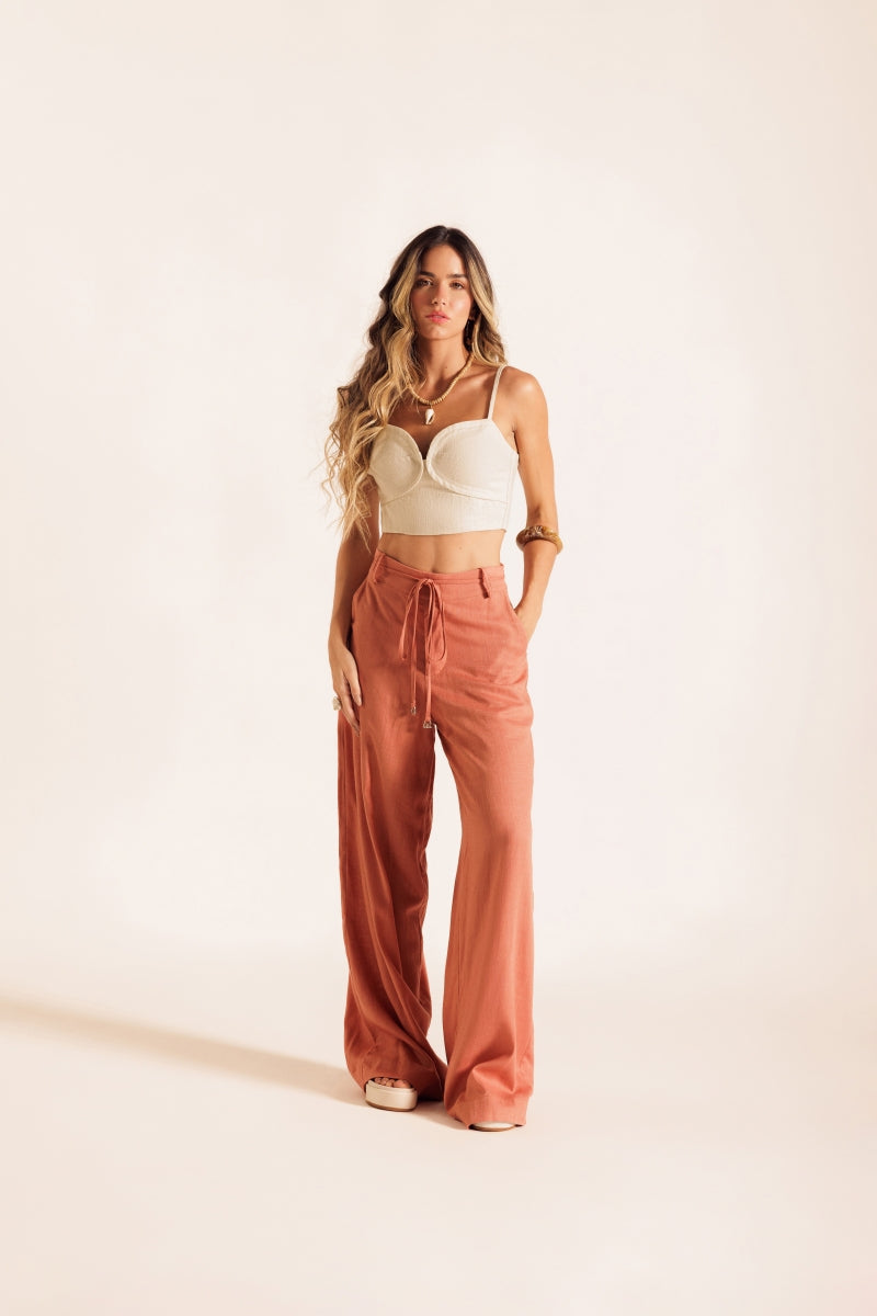 Apricot Linen Pants