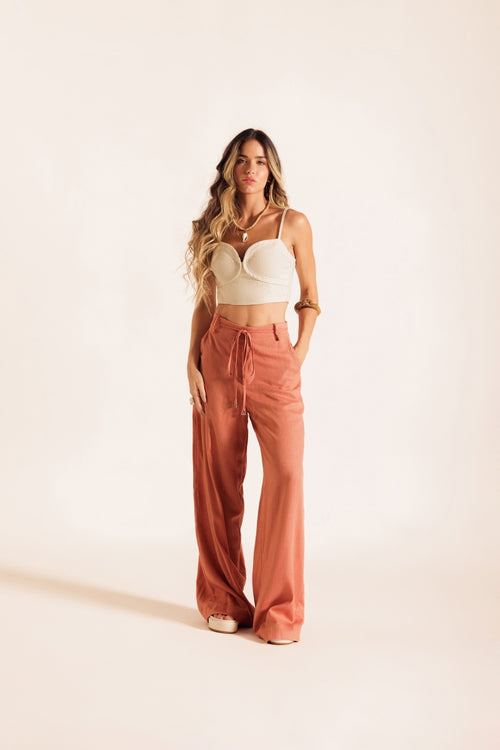 Apricot Linen Pants