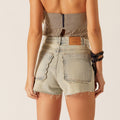 Embroidered Waves Denim Shorts