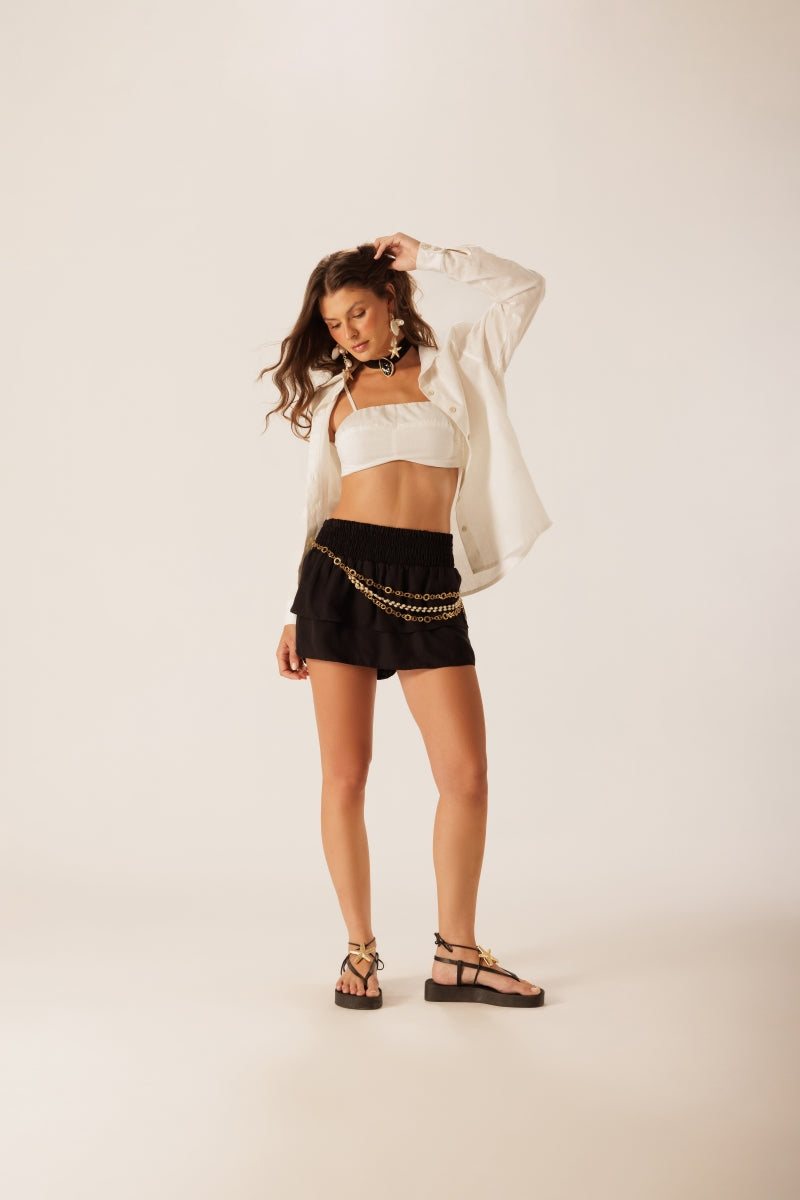 Black Viscose Skort
