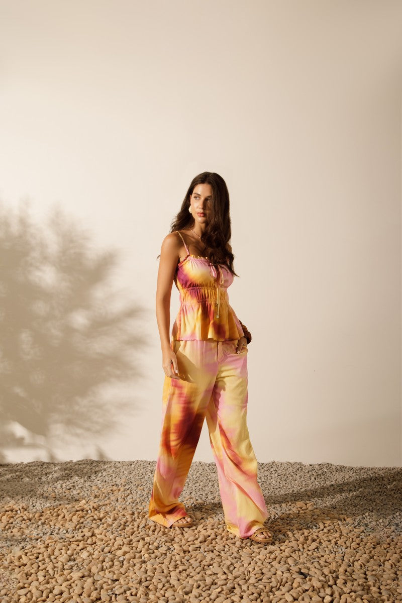 Tie-dye wide-leg pants